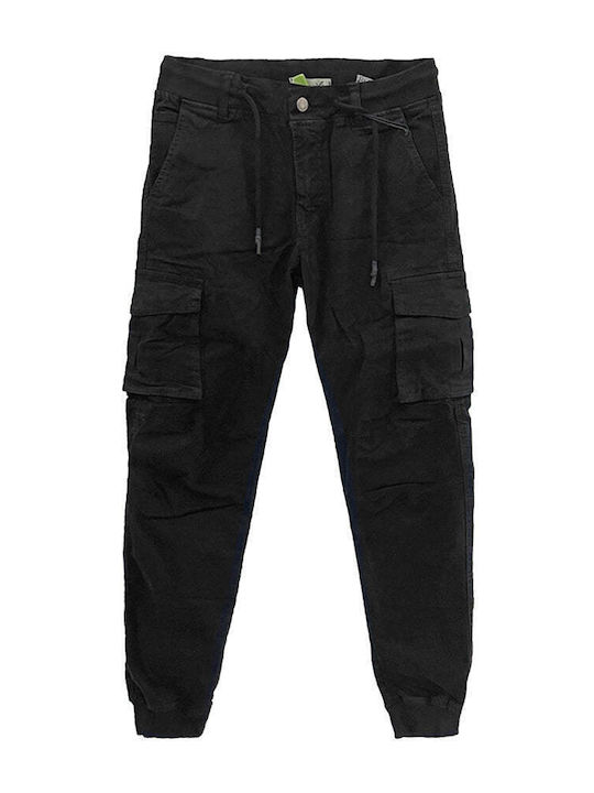 Ustyle Men's Trousers Cargo Elastic Black