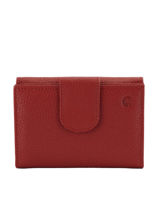 Small Leather Women's Wallet with RFID Red