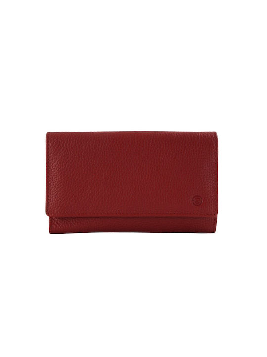 Ginis Large Leather Women's Wallet with RFID Red