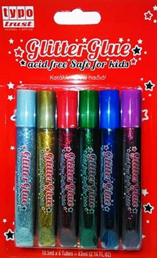 Typotrust Glitzerkleber Blister 6 Farben 10,5ml