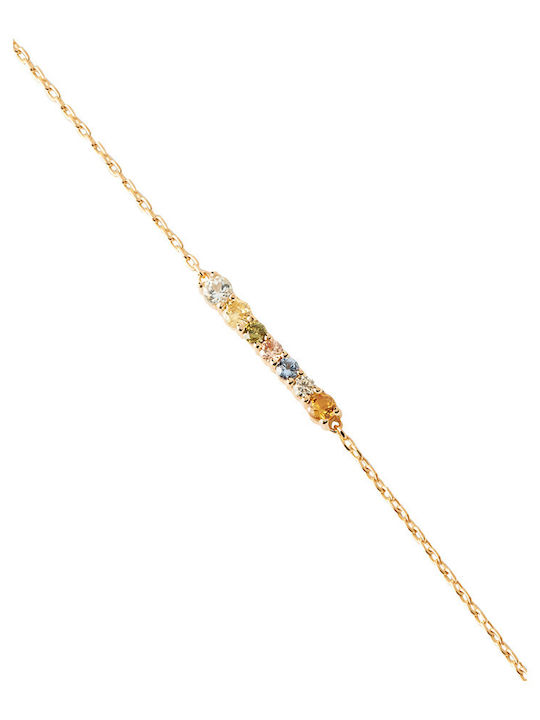 P D Paola Women's Silver Chain Bracelet Gold Plated with Zircon 19cm