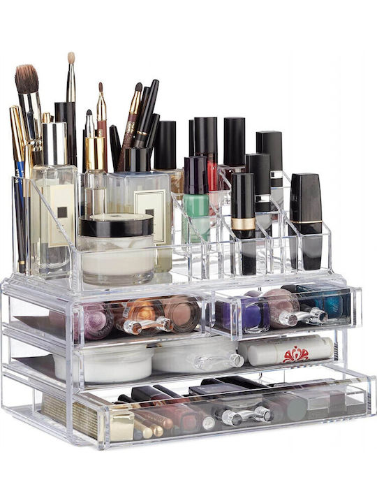 Relaxdays Organizator Cosmetice Cu 4 Sertare Tr...