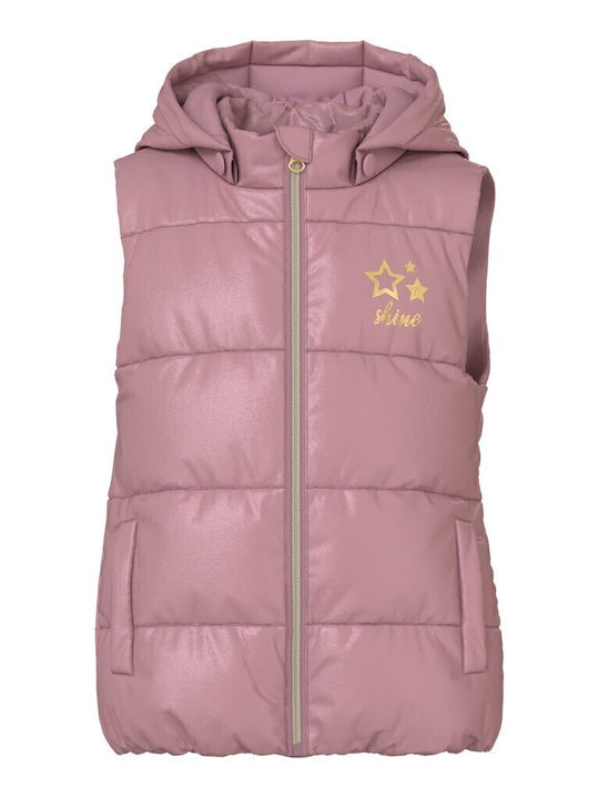 Παιδικό Casual Μπουφάν Αμάνικο Κοντό με Κουκούλα Pink