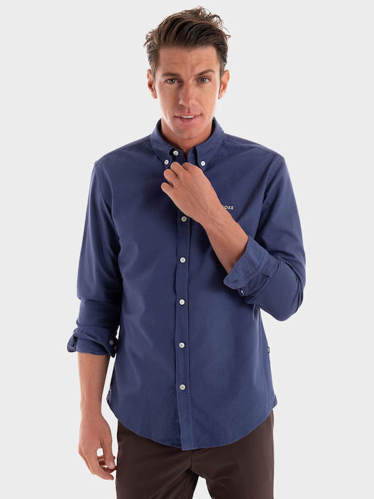 Hugo Boss Men's Shirt Long Sleeve Blue