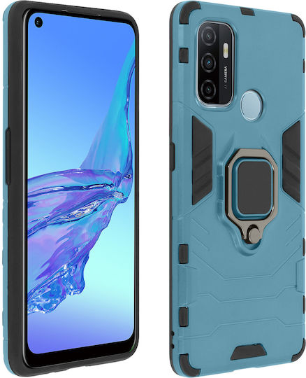 Oppo A53 A53s Hybrid Shockproof Mobile Phone Case Metallic Ring Stand Blue