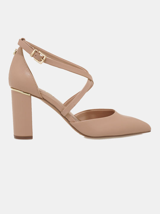 Exe Synthetic Leather Pointed Toe Pink Heels