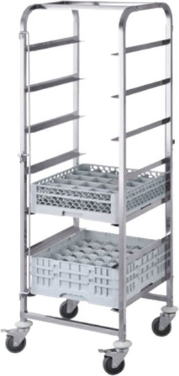 Stainless Steel Dishwasher Basket Collection Cart 7 Shelves 560x510xh1700 Dwr-7