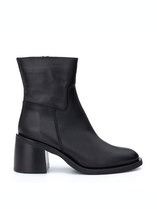 Philippe Lang Leather Women's Ankle Boots with High Heel Black