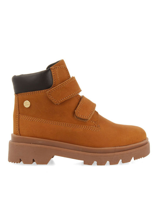 Gioseppo Kids Leather Military Boots Tabac Brown