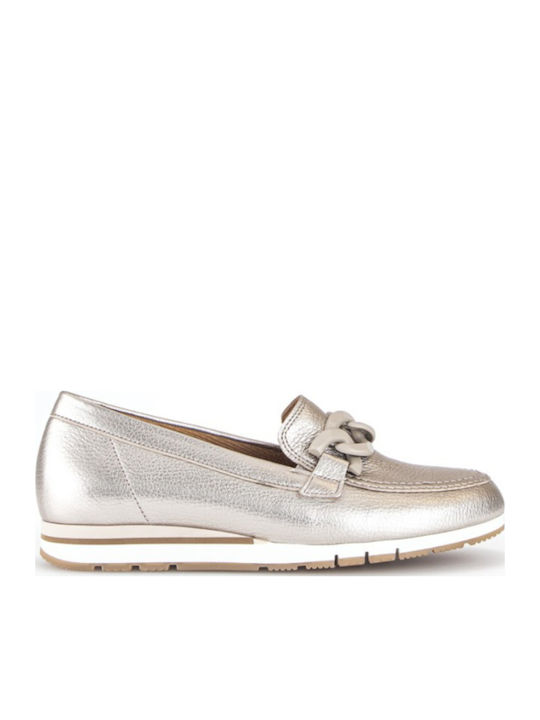Gabor Δερμάτινα Γυναικεία Loafers σε Χρυσό Χρώμα