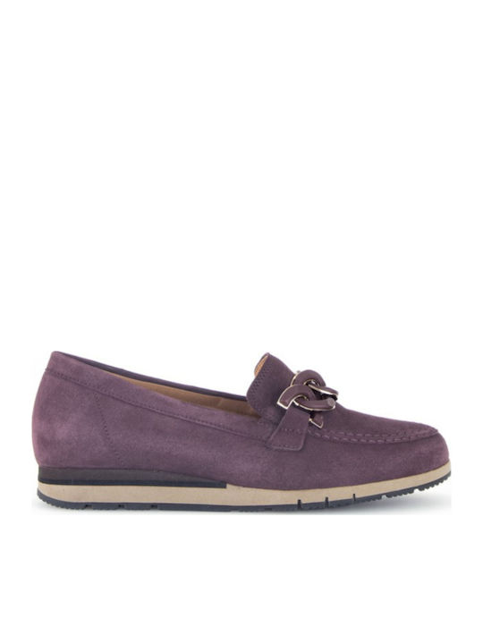 Gabor Δερμάτινα Γυναικεία Loafers σε Μωβ Χρώμα