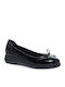 Leder Damen Ballerinas Schwarze