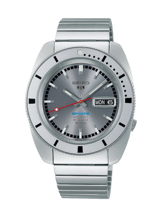 Seiko 5 Sports Ceas Bărbați 38.5mm Automat Cu Brățară Din Oțel Inoxidabil Gri