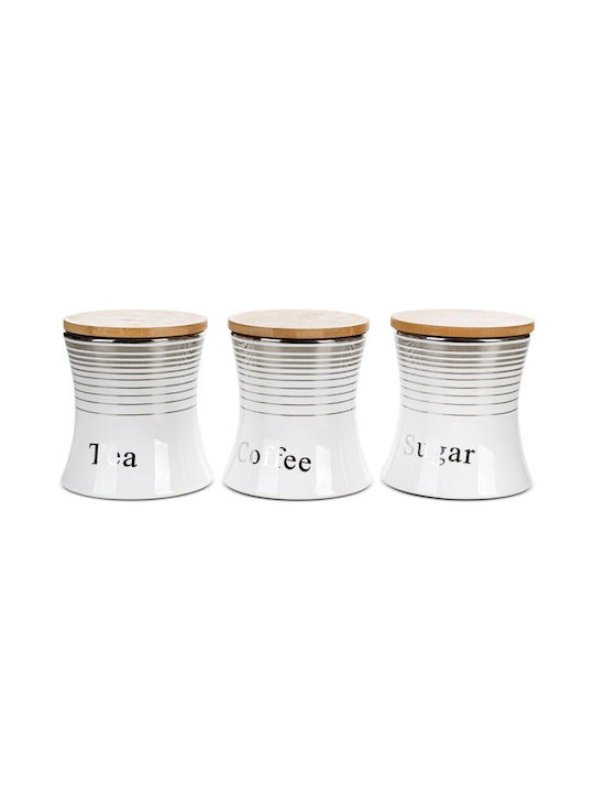 Eurofirany Set 1buc Borcane pentru Zahăr / Maro / Ceai cu capac Ceramică Alb 12x12x13cm