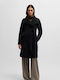 Wool Women's Black Coat with Buttons