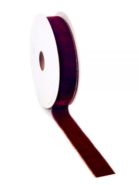 10m Velvety Gold Ribbon 38mm Bordeaux