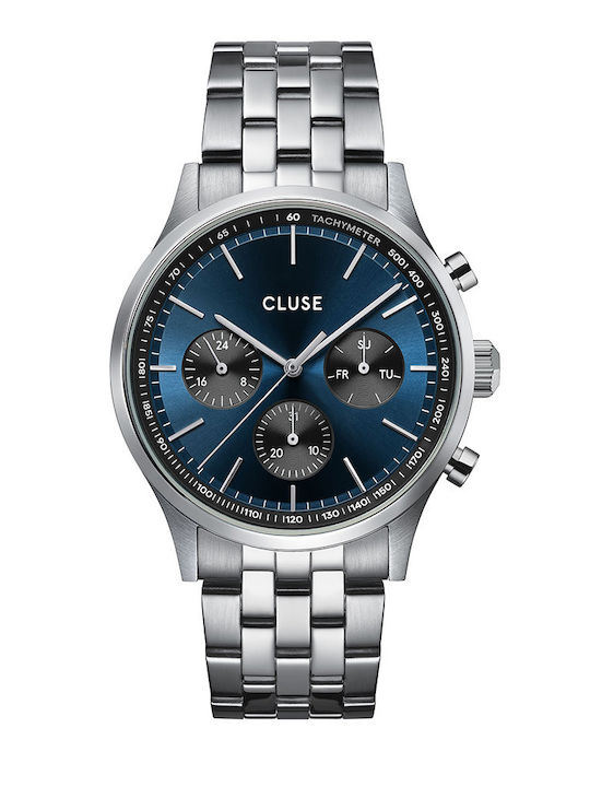 Cluse Ανδρικό Ρολόι 42mm Μπαταρίας με Ασημί Μεταλλικό Μπρασελέ