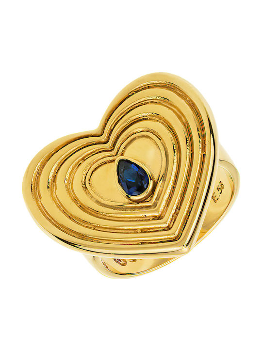 Gregio Ring with Zircon made of Silver Gold Plated