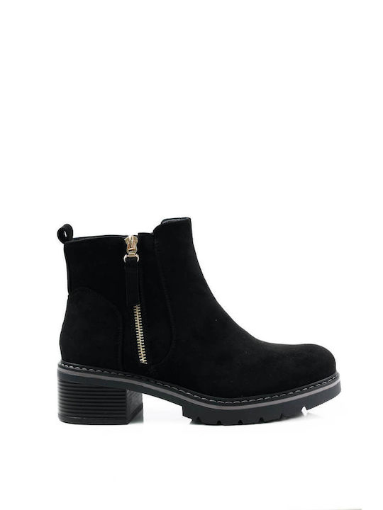 Black Suede Casual Style Ankle Boots