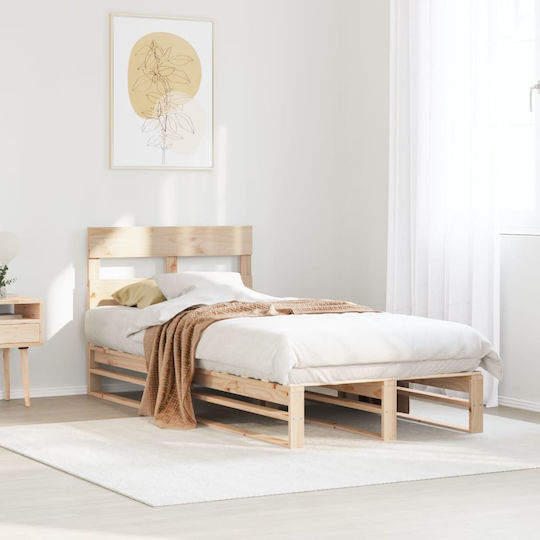 Einzelbett Aus Holz Brauntöne mit Lattenrost für Matratze 75x190cm