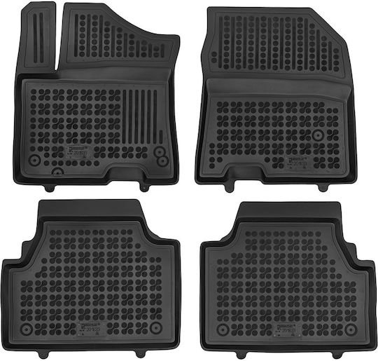 Rezaw Plast Set of Front and Rear Mats 4pcs Tray Type for Hyundai Kona 2018 2023 Black
