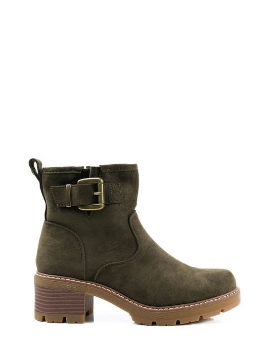 Botine Casual Olive cu Toc Unic