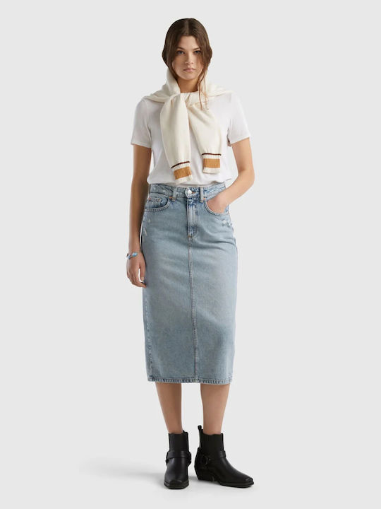 Benetton Denim Skirt in Light Blue color