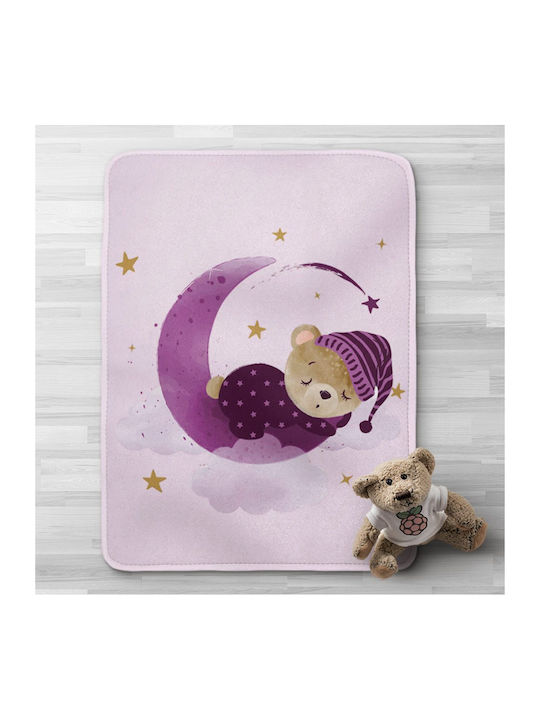 Borea Blanket Cot Sleeping Bear Velvet Purple Purple 100x140cm
