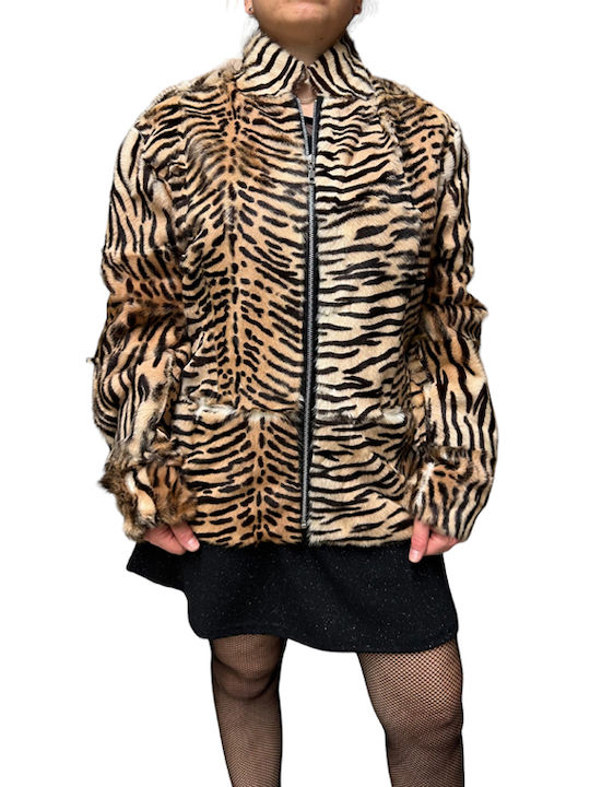 MARKOS LEATHER Scurtă Blană de damă Leopard