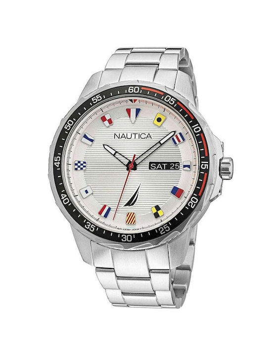 Nautica Coba Lake Uhr Batterie mit Silber Metallarmband