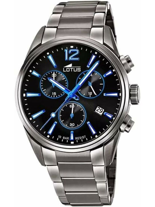 Lotus Watches Ανδρικό Ρολόι Μπαταρίας με Ασημί Μεταλλικό Μπρασελέ