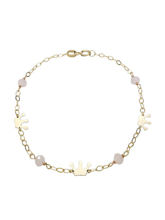 Daskalakis Kids Bracelet Chain Κορωνες from Gold 14K with Crown & Stones