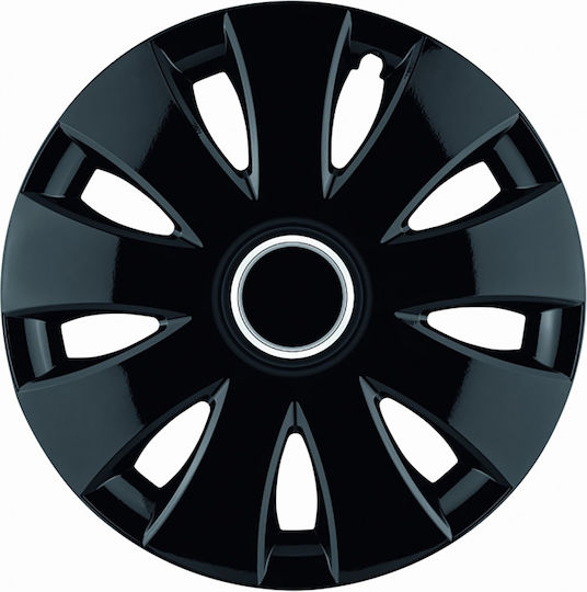 Jestic Car Hubcap Set Aura with Mitsubishi Emblem 14" 4pcs Black