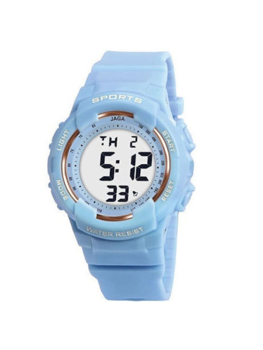 Jaga Digital Watch Battery with Blue Rubber Strap