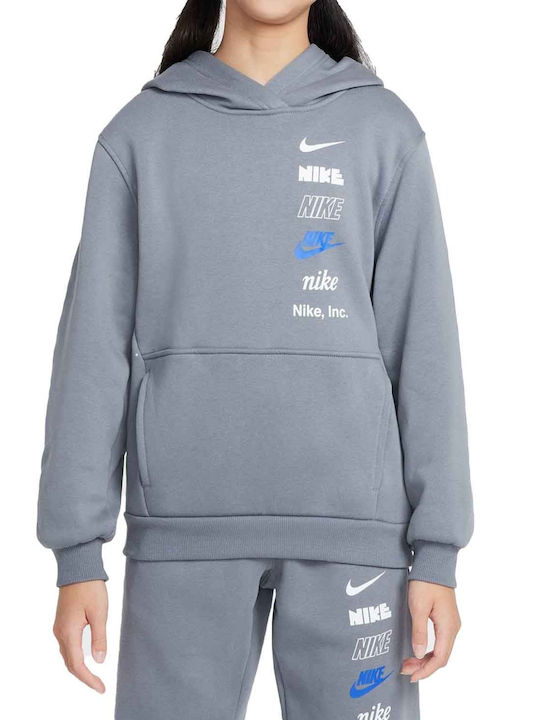 Nike Полар Детски Суичър с Качулка и Джобове Си...