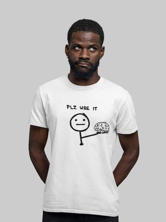 "plz Use It" T-Shirt Weiß