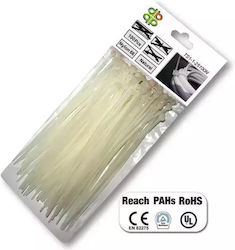 Bradas Δεματικά Καλωδίων Πλαστικά 450mmx4.8mm σε Λευκό χρώμα (100τμχ)