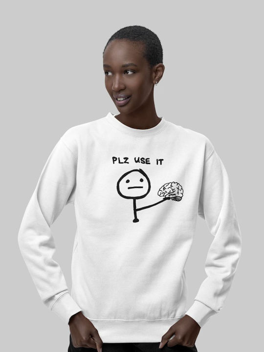 "plz Use It" W Sweatshirt White