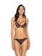 Etna Padded Underwire Bikini Set Bra & Slip Bottom with Adjustable Straps Brown