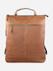 Leather Women's Bag Shopper Backpack Tabac Brown