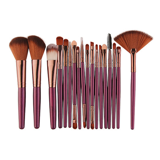 18 Makeup Brushes Fan Brush Maange Purple Bronze