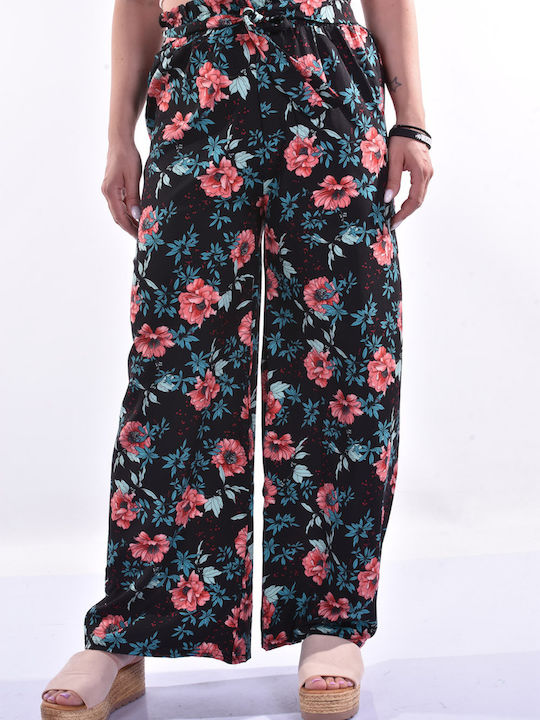 Raiden Women's Fabric Trousers Floral black