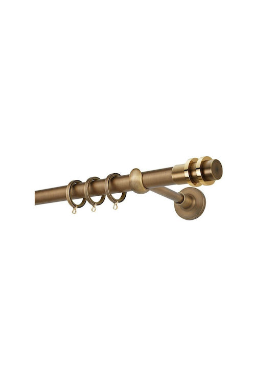 Zogometal Μεταλλικό Κουρτινόξυλο Prestige Collection Διπλό με Σιδηρόδρομο Φ25mm 240εκ. Μπονζέ/Όρο