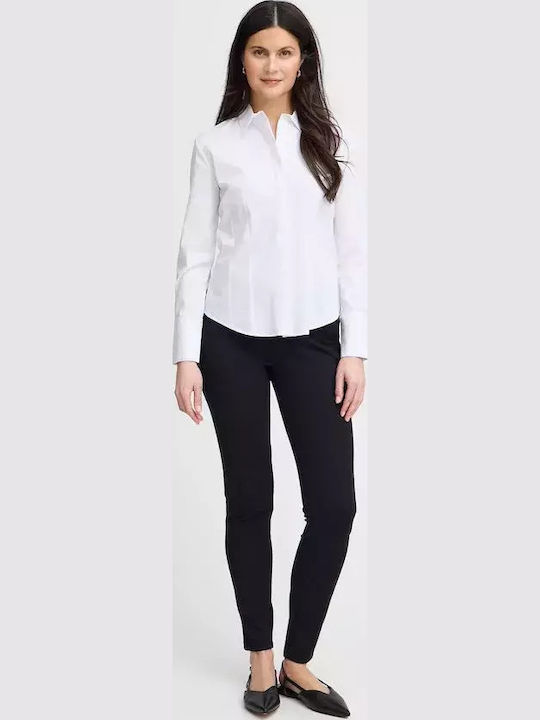 Langärmelig Damen Hemd White
