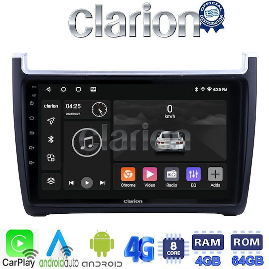 Clarion Ηχοσύστημα Αυτοκινήτου για Volkswagen Polo / Caddy 2014>2017 (Bluetooth/USB/WiFi/GPS/Apple-Carplay/Android-Auto) με Οθόνη Αφής 9"