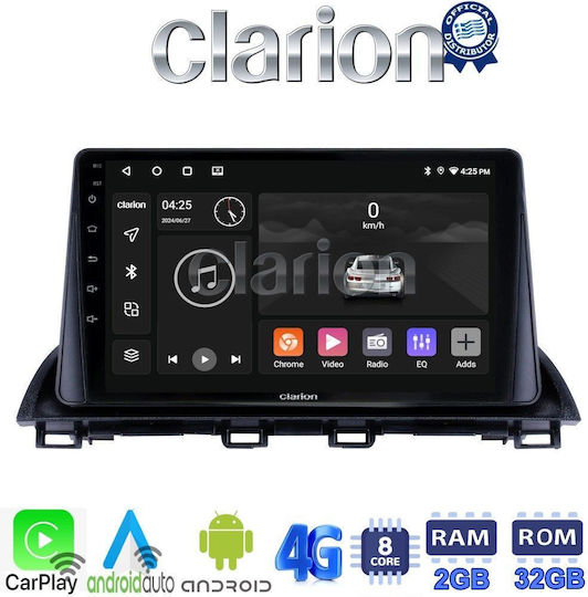 Clarion Ηχοσύστημα Αυτοκινήτου για Mazda CX-4 2014 > (Bluetooth/USB/WiFi/GPS/Apple-Carplay/Android-Auto) με Οθόνη Αφής 9"