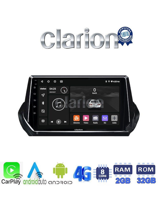 Clarion Ηχοσύστημα Αυτοκινήτου για Peugeot 208 2012> (Bluetooth/USB/WiFi/GPS/Apple-Carplay/Android-Auto) με Οθόνη Αφής 9"