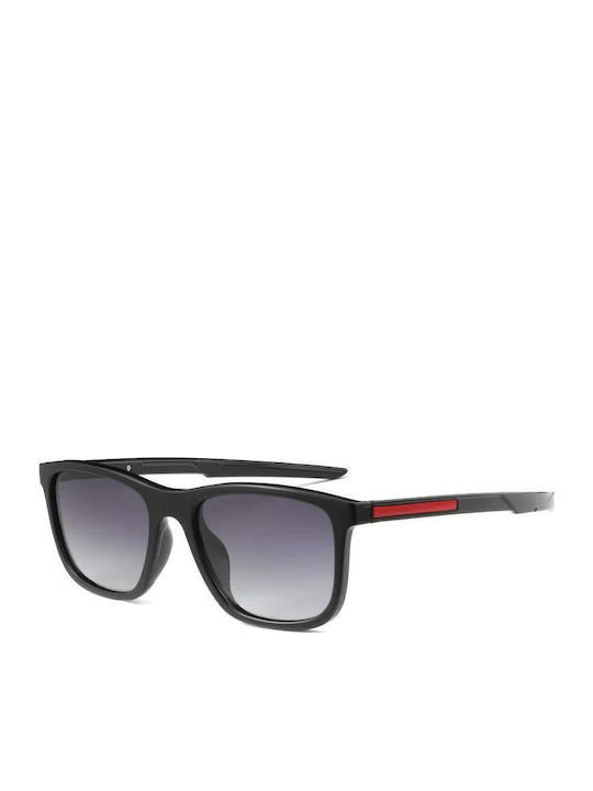 Polareye Men's Sunglasses with Black Plastic Frame and Black Gradient Polarized Lens RP2011