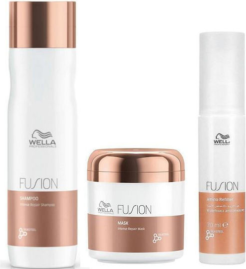 Wella Fusion Intense Repair Seturi Pentru Par Reconstrucție Și Hrană Pentru Păr Deteriorat Cu Șampon Și Mască 3 Bucăți