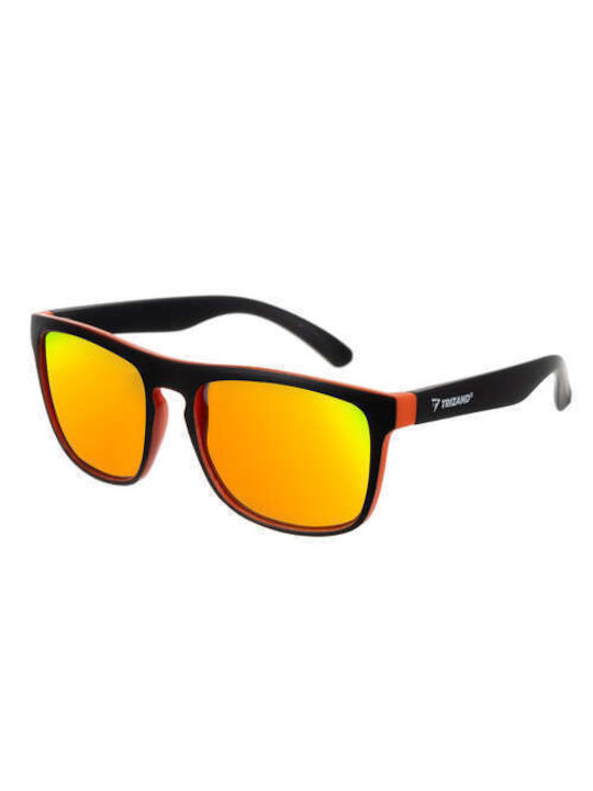 Trizand Sunglasses with Black Plastic Frame and Orange Polarized Mirror Lens